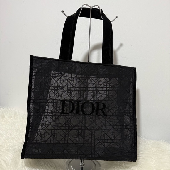 Dior Beauty Black Mesh Velvet Large Tote Bag - Picture 3 of 13